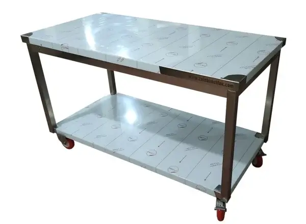tekerlekli krom tezgah 304