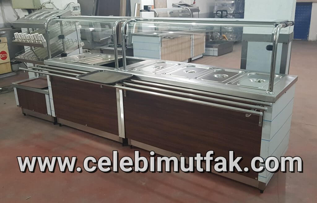 MDF kaplı paslanmaz elektrikli self servis tezgahı benmari