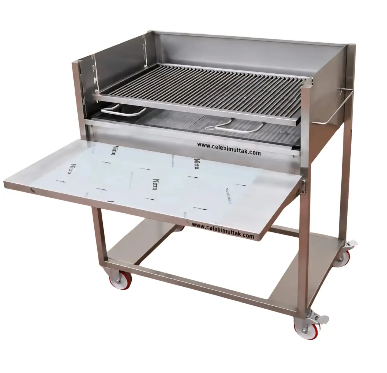 tekerlekli-krom-barbeku-mangal tekerlekli krom mangal